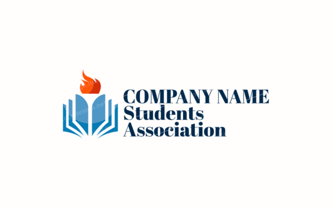flame on top of open book for library or association